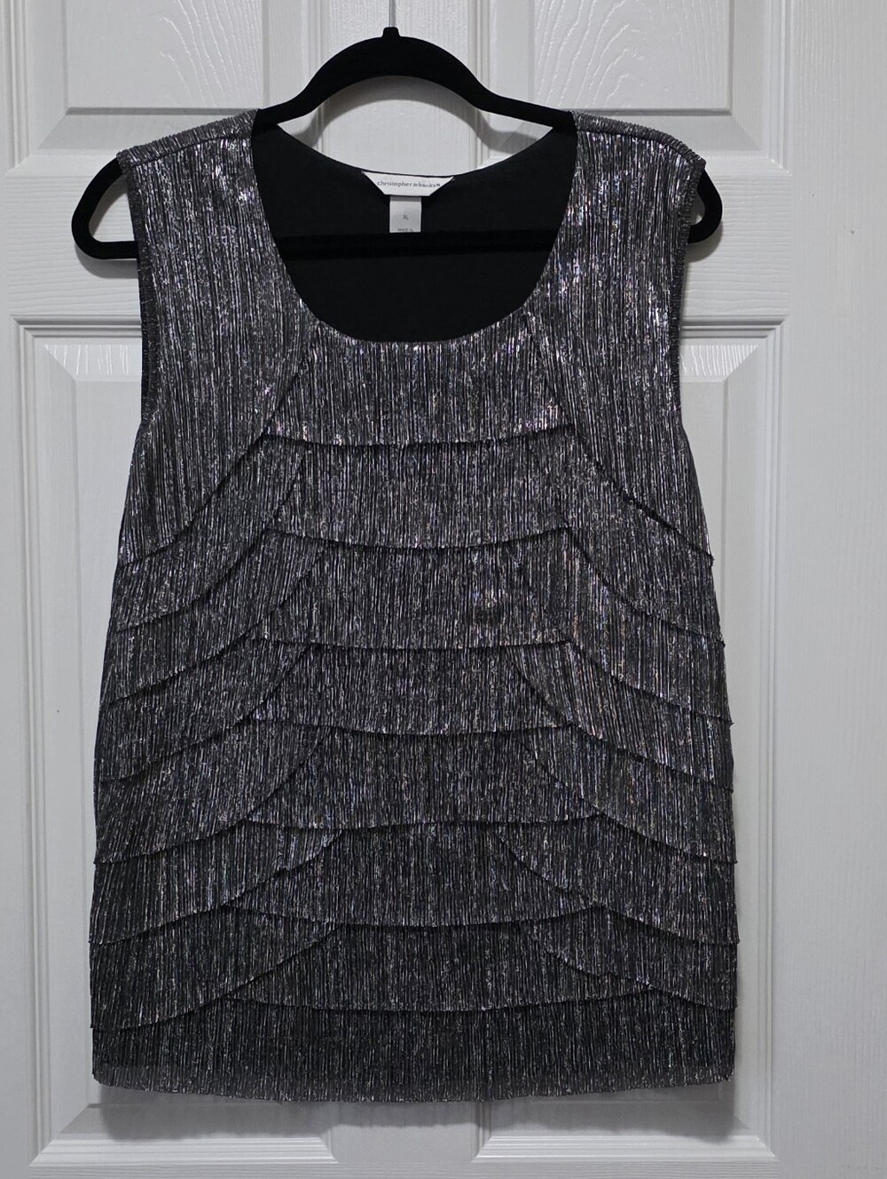 Christopher & Banks Silver Tiered Tank Top